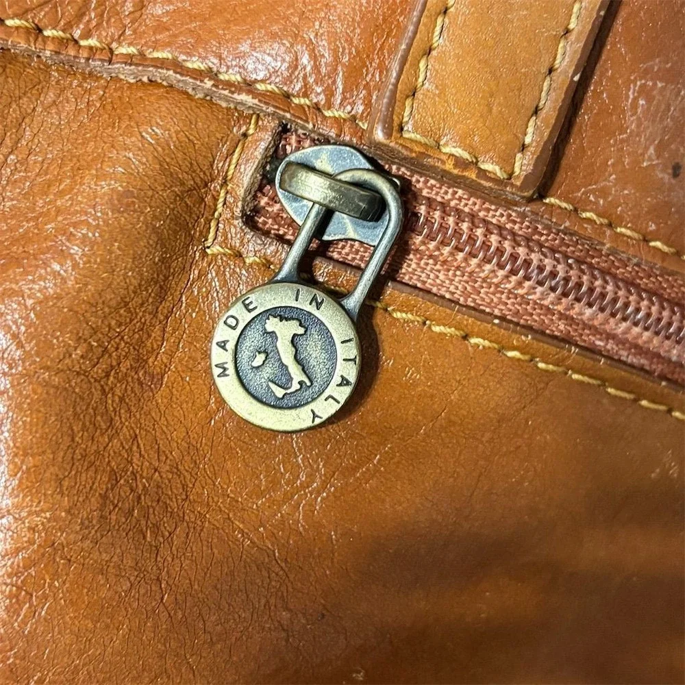 Vera Pelle Tan Leather Tote Bag